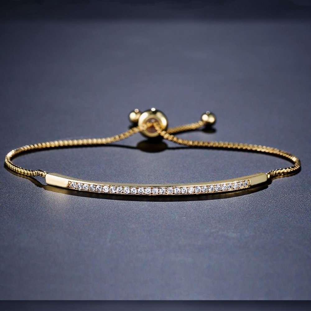 Petite Golden Crystal Bolo Slider Tennis Bracelet